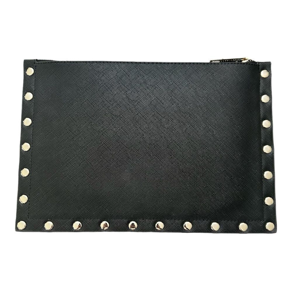 White House Black Market Floral Studded Wristlet Clutch Bag Black Pink Large - Picture 2 of 6